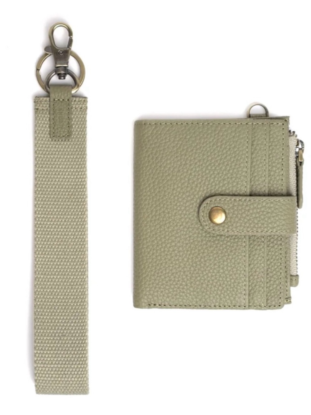 Compact Olive Green Wallet with Strap